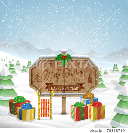Christmas greeting board vector illustration. Christmas greeting board vector illustration. 70518719