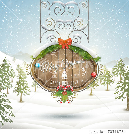 Decorated Christmas board vector illustration. Decorated Christmas board vector illustration. 70518724