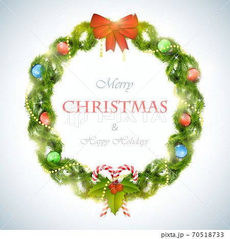 Christmas wreath with greeting vector illustration. Christmas wreath with greeting vector illustration. 70518733