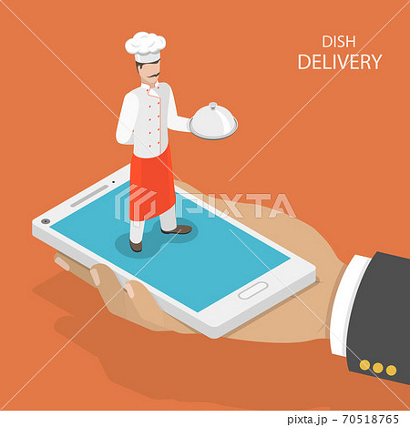 Dish fast delivery flat isometric vector concept. 70518765