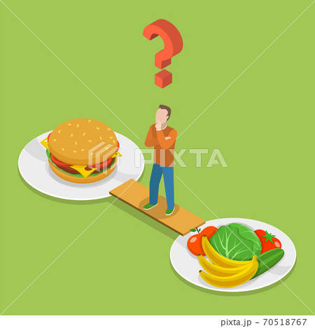 Health or junk food isometeric vector. 70518767