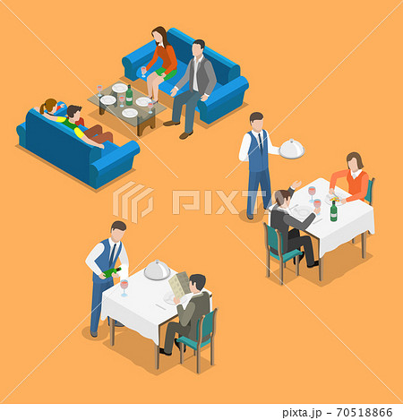 Restaurant service isometric flat vector concept. Restaurant service isometric flat vector concept. 70518866