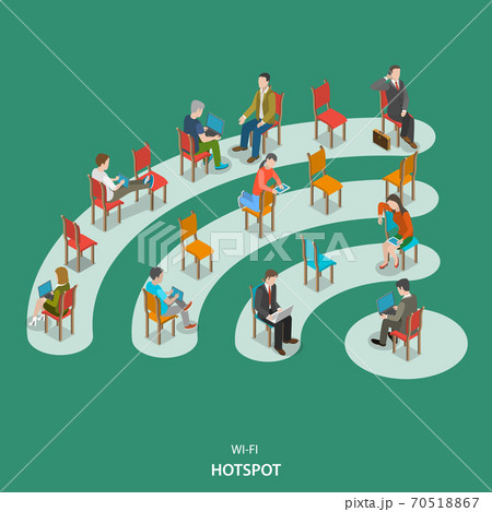 Wi-fi hotspot isometric flat vector concept. Wi-fi hotspot isometric flat vector concept. 70518867
