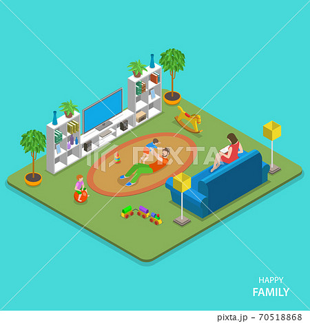 Happy family isometric flat vector concept. Happy family isometric flat vector concept. 70518868