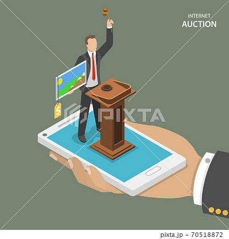 Internet auction isometric flat vector concept. 70518872