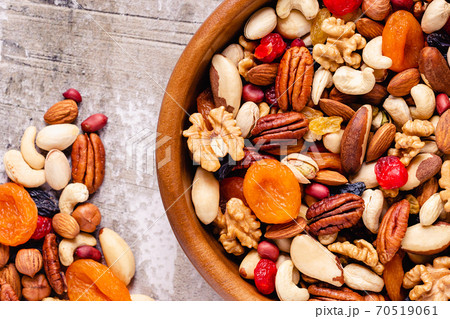 Healthy Snack of Nuts and Dried Fruit 70519061
