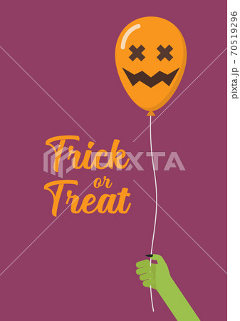 Green zombie hand holding scary air balloon 70519296