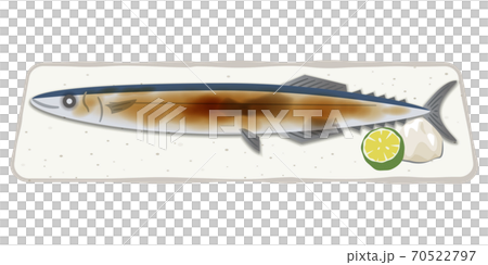 Grilled saury with salt 70522797