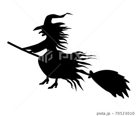 Black witch silhouette on white background. Black witch silhouette on white background. 70523010