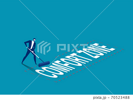 businessman remove the word comfort zone to out zone with red line red concept 70523488