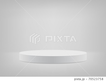 Empty stage white background round podium for presentation. Vector illustration. Empty stage white background round podium for presentation. Vector illustration. 70523758