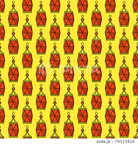 Chinese paper lanterns seamless pattern. Flat vector illustration. 70523816