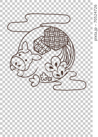 New Year's card 2021 Ox year illustration line art New Year's card 2021 Ox year illustration line art 70524726