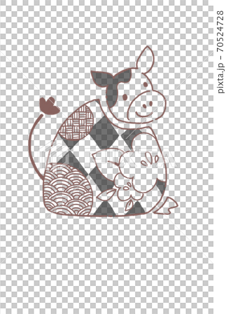 New Year's card 2021 Ox year illustration line art New Year's card 2021 Ox year illustration line art 70524728