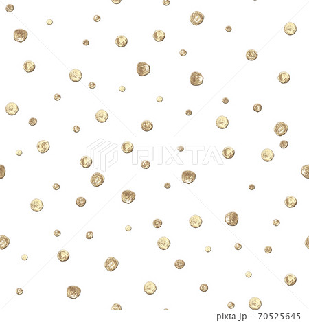 Abstract seamless pattern with 3d golden glittering acrylic paint round circles polka dot on white background 70525645