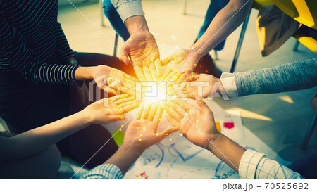 Background of diversity human bare hands join together in the middle under digitalglobe holographic, Concept power of social network or volunteer's to be unity help and support the world and community 70525692