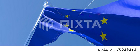3D rendering of the flag of European Union waving in the wind 70526233