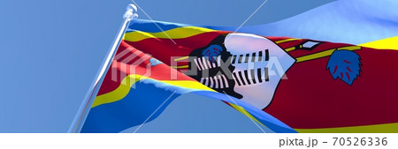 3D rendering of the national flag of Swaziland waving in the wind 70526336