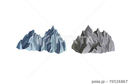 Mountain Peaks with Cliff and Rock Vector Set 70526867