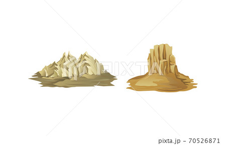 Mountain Peaks with Cliff and Rock Vector Set 70526871