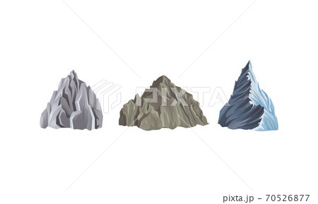 Mountain Peaks with Cliff and Rock Vector Set 70526877