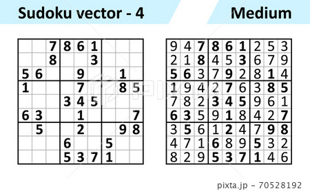 Sudoku game with answers. Simple vector design set 70528192