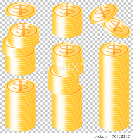 Material set of stacked coins dollars 70528267