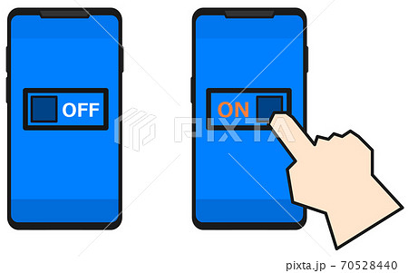 スマホの電源を操作するイラストのイラスト素材