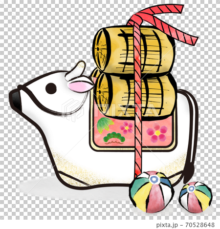 畫筆描邊的年份:剪下白牛黏土鈴,稻草和紙氣球的插圖 畫筆描邊的年份:剪下白牛黏土鈴,稻草和紙氣球的插圖 70528648