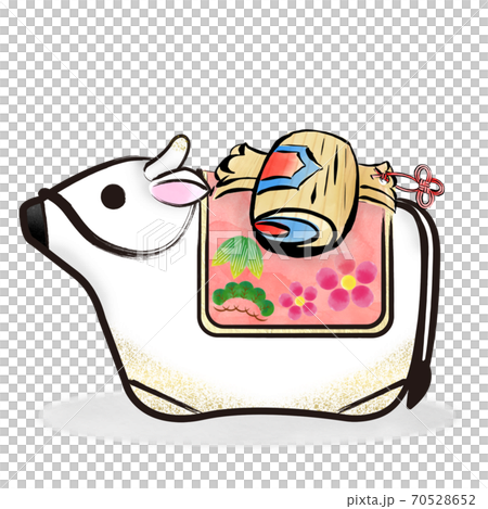 Ox year brush stroke white cow clay bell and gavel cut illustration Ox year brush stroke white cow clay bell and gavel cut illustration 70528652