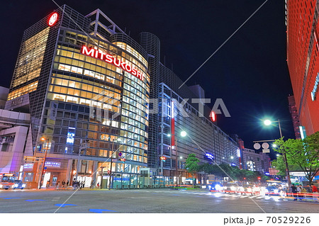 福岡県 福岡天神の夜景の写真素材