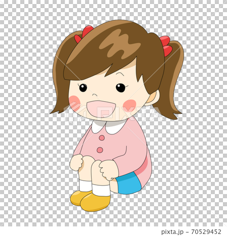 Girl's kindergarten sitting in uniform Girl's kindergarten sitting in uniform 70529452