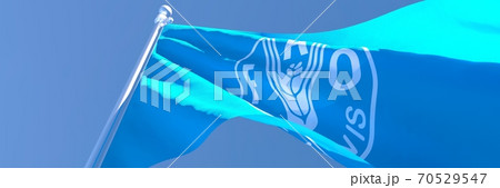 3D rendering of the flag of Food and agriculture organization waving in the wind 70529547