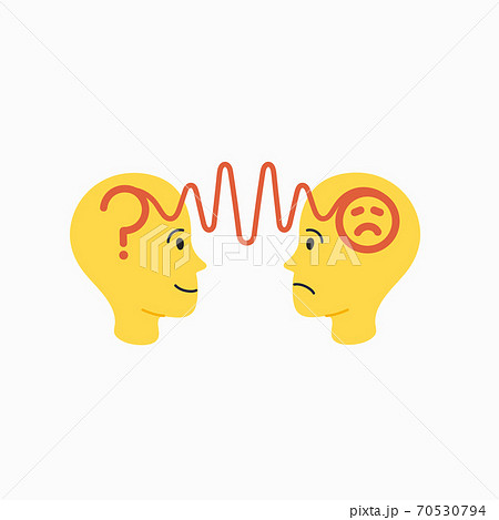 Empathy. Empathy concept - silhouettes of two human heads with an abstract image of emotions inside. 70530794