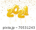 Happy New Year 2021 Background. 2021 number of golden balloons with confetti. Vector illustration. 70531243