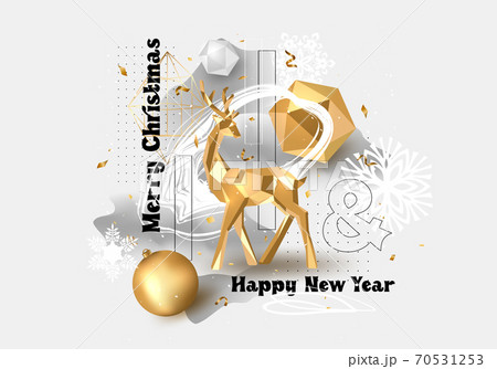 Merry Christmas and Happy New Year background. 2020 greeting card. Collage design for creating brochures, booklets, banners. Holiday vector illustration. 70531253