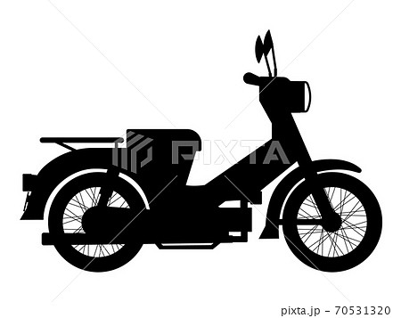 バイク オートバイ 白黒シルエットのイラスト素材