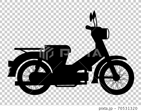バイク オートバイ 白黒シルエットのイラスト素材