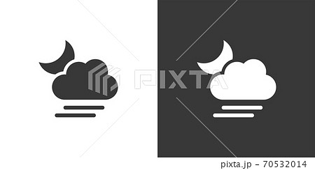 Soft fog, cloud and moon. Isolated icon on black and white background. Weather vector illustration 70532014