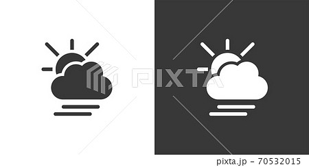 Soft fog, cloud and sun. Isolated icon on black and white background. Weather vector illustration Soft fog, cloud and sun. Isolated icon on black and white background. Weather vector illustration 70532015