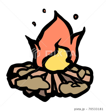 ワンポイントに可愛いシンプルなたき火のイラスト素材