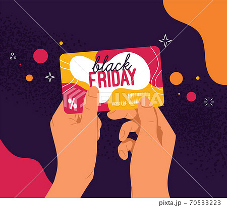 Hands holding a loyalty card on Black Friday Hands holding a loyalty card on Black Friday 70533223