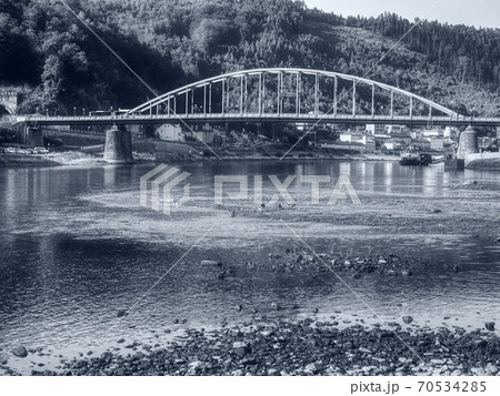 Dried out river bed of the Elbe, summer 2018. Dried out river bed of the Elbe, summer 2018. 70534285