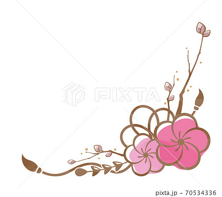 梅の和風な飾り枠のイラスト素材 手書き風 フレームのイラスト素材