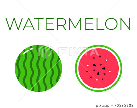 Vector of watermelon and sliced half of watermelon on white background 70535208