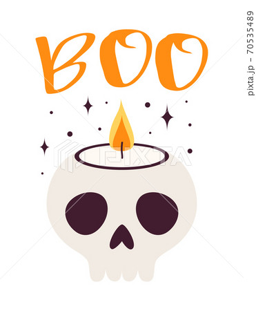 halloween card with funny skull candle, vector illustration 70535489