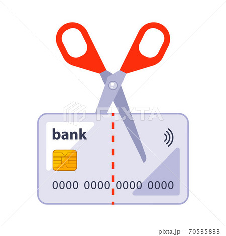cut an old bank card with scissors. flat vector 70535833