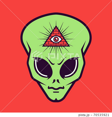 alien head with a Masonic triangle sign with an eye alien head with a Masonic triangle sign with an eye 70535921