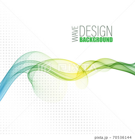 Abstract vector background, blue transparent waved lines for brochure, website, flyer design. Blue yellow green smoke wave. 70536144
