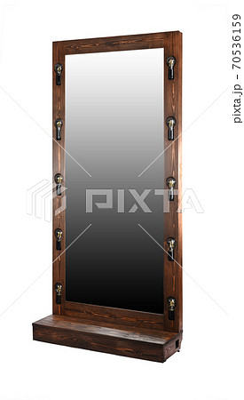 Wooden mirror in the loft style. Isolated 70536159
